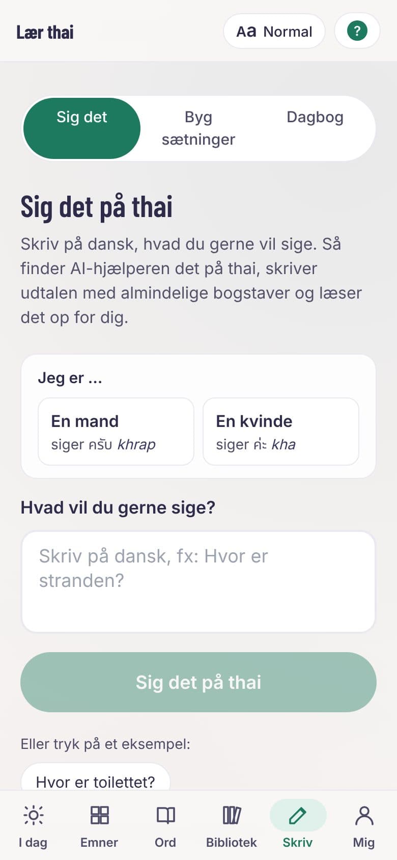 Skærmbillede: Sig det på thai